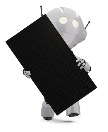Robot with halfcell black solar panel